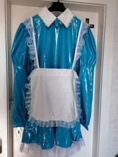 Maid Uniform / Kleid kurz mit Schürze PVC Blau Weiß Gr.48