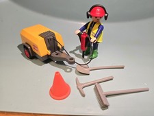 Playmobil Straßenarbeiter mit Presslufthammer und kompressor 