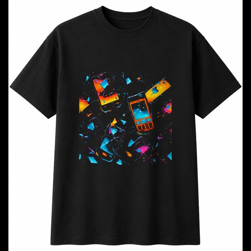 Neon flip phone shattered - phone,