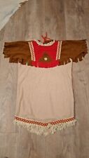 Kostüm Indianerin Kleid, Gr. 140, beige - braun mit roter Verzierung