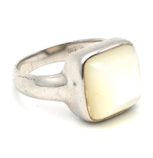 Top Designer Ring 925er Sterling Silber Perlmutt Modernist 90s Vintage
