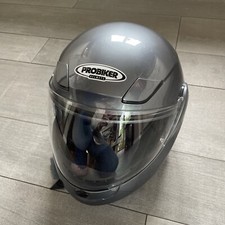 Probiker Synthese Motorradhelm Klapphelm,  metallic grau, Größe M