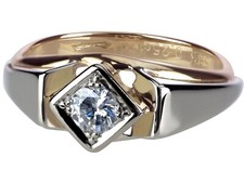 Jugendstil 585 Gelb Gold 950 Platin 0,25 ct Diamant Solitär Damen Verlobung Ring