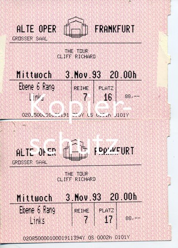 Rar tickets cliff richard - rar!,
