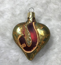 Lauscha Christbaumschmuck, Lauscha Baumkugel Herz, Handgefertigt, Handdekoriert