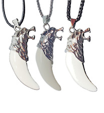 Halskette Anhänger Wolf Zahn Punk Wolfszahn Reißzahn Hund Löwe Tiger Panter