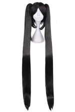 Hatsune Miku Cosplay Perücke mit sehr langen Zöpfen, 130cm | Schwarz, Grün, Blau