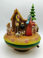Spieluhr Holz Handarbeit Thorens Werk Spieldose 18 x 17 cm Krippenszenerie