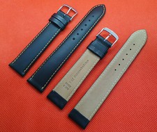 Lederband für Mühle Glashütte - 20 mm - schwarz/orange  - extralang - NEU