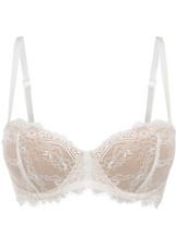 Balconette-BH aus zarter Spitze Gr 95 Cup B Ecru Hellbraun Damen-Bra Neu*