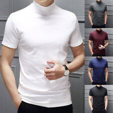DE Herren Stehkragenshirt Kurzarm Lässige T-Shirt Slim Fit Unterhemd Oberteile
