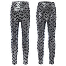 Mädchen Glänzende Lange Leggins Tights Hose Slim Fit Stretch Kinder Party Kostüm