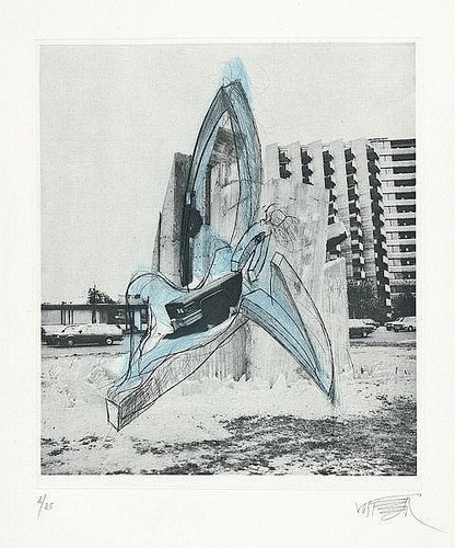 Beton cadillacs lithografie - beton,