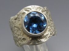 REIF-DESIGN - BLAUTOPAS RING - UNIKAT AUS EIGENER GOLDSCHMIEDE - 999 FEINSILBER