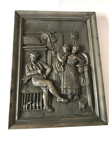 Zinn bild relief bauernstube - zinn,