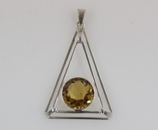 Sehr schöner alter Anhänger aus Silber 835 mit Schmuckstein gelb