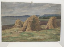 Altes Ölgemälde Heuernte