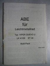 Rial Leichtmetallrad  TÜV - Gutachten - ABE - für VIPER D2/EVO 2