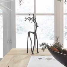 Metall Dekofigur Hirsch matt schwarz 39 cm hoch, modern, Hirschfigur, Skulptur
