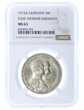 Kaiserreich 1915 Sachsen-Weimar-Eisenach 3 Mark MS63