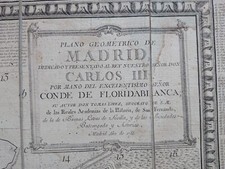 Stadtplan von Madrid von 1785, faltbar, auf späterer grauer Leinwand