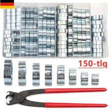 150 tlg 2 Ohr Schlauchschellen Edelstahl Sortiment Schlauchklemmen Zange Set
