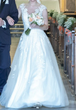 Brautkleid Gr. 34, Modeca-Detroit, Elfenbein mit Spitze, sehr guter Zustand