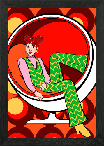 The ball chair girl - chair, gerahmtes