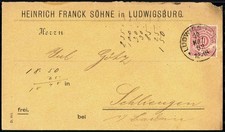 Ludwigsburg 1892 Kaffeeersatz Franck Söhne Couvert No.2