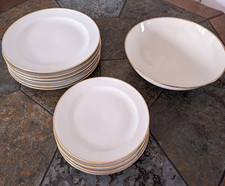 Rosenthal Else Elfenbein Goldrand  6 Speiseteller, 4 Kuchenteller, Schüssel, top