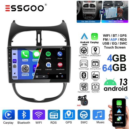 64gb carplay für peugeot - 4+64gb, 9"
