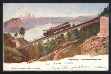 Ansichtskarte Rigi-Bahn bei der Auffahrt an der Schnurtobelbrücke 1901 