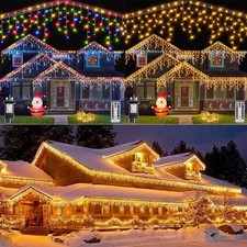 LED Eisregen Lichterkette Weihnachtslichterkette Außen Sternen Strip 10m/20m/30m