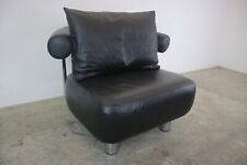 Designer Lounge Sessel von HUMMEL Schwarz Leder Einsitzer Sofa mit Kissen