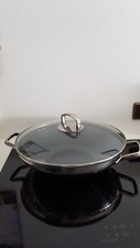 Silit Wokpfanne 36 cm.Edelstahl.Glasdeckel.2 Griffe. induktion. Keramik 
