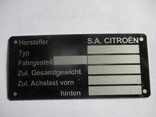 Typenschild Schild Citroen DS CV Wohnmobil  HY Oldtimer s76 