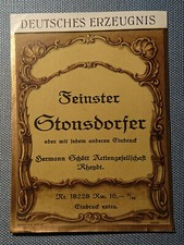 altes Flaschenetikett Schnapsetikett Etikett Feinster Stonsdorfer Schött Entwurf