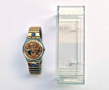 Swatch “Gold Smile” GN123 (1992) – Skeleton, goldfarben mit Vintage-Box - defekt