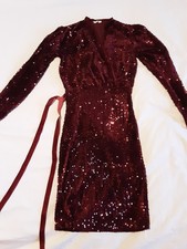 Damen Pailettenkleid dunkelrot Gr.S