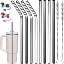 8x Edelstahl Trinkhalme, 31cm