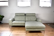 W. Schillig Alexx Mintgrün Ledersofa Kopfstützen 2x Ledercouch Lederecksofa