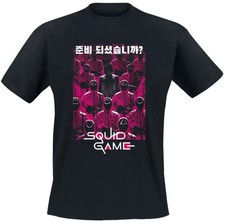 Squid Game T-Shirt Herren Guards Group Korean schwarz Fan-Merch, TV-Serien
