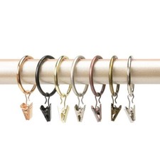50 Stück Gardinenringe mit Klammern, Gardinen Ringe für Stangen Clips Haken