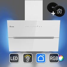 Dunstabzugshaube 60cm Umluft Abluft Kopffrei Wandhaube Schräghaube weiß WLAN