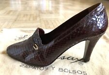 Traumhafte Reptil Optik Leder Pumps high heels braun Gr.38