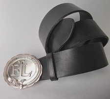 Ralph Lauren Ledergürtel schwarz silberfarbene Metallschieße