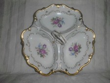 Reichenbach Germany 3tlg Menage mit Porzellangriff Blumendekor  24 cm siehe Text