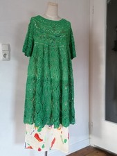 Handmade Dress In 2 Tone Of Green Cotton And Leinen 