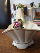 Porzellan Körbchen Dresden Krone Henkelkorb Blumen antik Anbietschale TOP