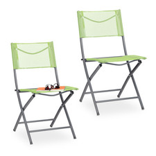 Gartenstuhl 2er set Balkon Klappsessel Metall Campingstuhl leicht grün robust